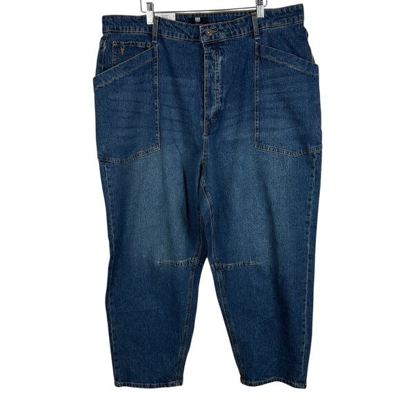 FRYE Barrel Jeans Women Size 18 Medium Wash High Rise Button Fly Denim Tapered - Picture 1 of 11